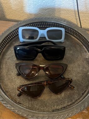 Set of 4 Trendy Women's Sunglasses - Blue, Black, Brown, Tortoiseshell